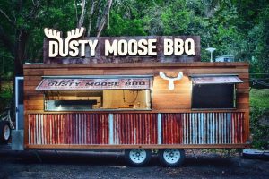 Side view of the Dusty Moose food trailer.