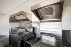 Inside view of the Kerbside Feast food truck's kitchen.