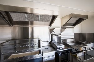 Inside view of the Kerbside Feast food truck's kitchen.