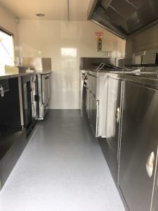 Inside view of the O'Crumbs food truck kitchen.