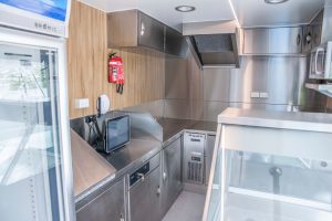 Inside view of the Tassal Salmon food truck kitchen.