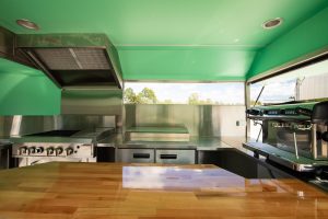 Inside view of the Two Afloat food van kitchen.