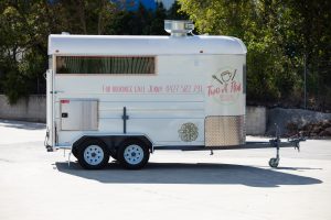 Side view of the Two Afloat food van.