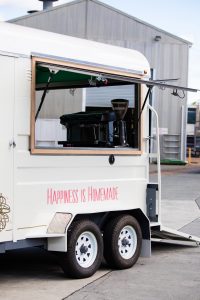 Side view of the Two Afloat food van.