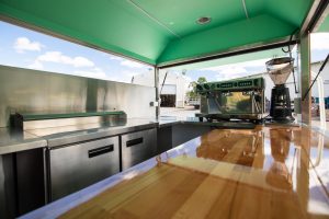 Inside view of the Two Afloat food van kitchen.