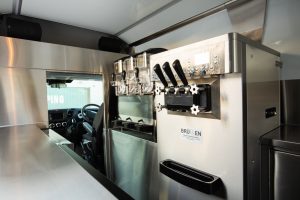 Inside view of Genevieve’s Sweet Sugar Shack ice cream van kitchen.