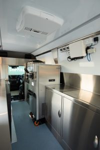 Inside view of Genevieve’s Sweet Sugar Shack ice cream van kitchen.