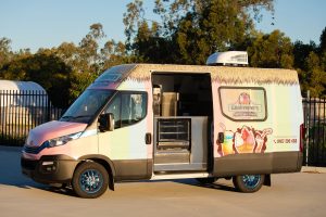 Side view of Genevieve’s Sweet Sugar Shack ice cream van.