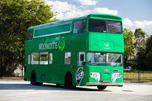 Side view of Woolworths' promotional bus.