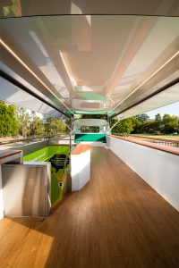 Inside view of Woolworths' promotional bus.