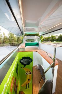 Inside view of Woolworths' promotional bus.