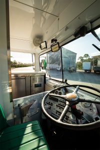 Inside view of Woolworths' promotional bus.