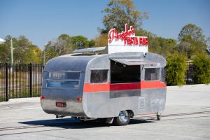 Side view of Angelo's pasta bar caravan.