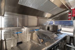Inside view of Angelo's pasta bar caravan kitchen.