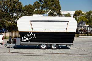 Side view of the Wild Harvest food van.