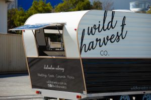 Rear view of the Wild Harvest food van.