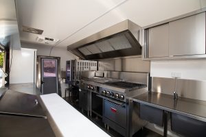 Inside view of the Wild Harvest food van kitchen.