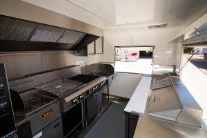 Inside view of the Wild Harvest food van kitchen.