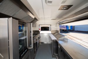 Inside view of the Wild Harvest food van kitchen.