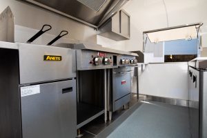 Inside view of the Wild Harvest food van kitchen.