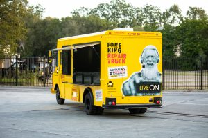 Rear view of the Fone King mobile repair truck.