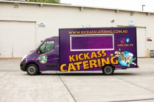 Side view of the Kickass Catering truck.