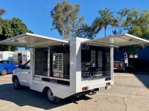 Side view of the Pie Guru smoko van.