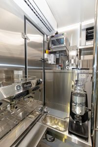 Inside view of Robbie’s Roadside Diner truck kitchen.