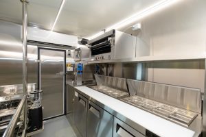 Inside view of Robbie’s Roadside Diner truck kitchen.