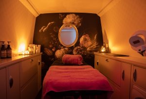 Inside view of Your Beauty Boudoir mobile beauty van.