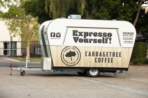 Side view of the Cabbage Tree Coffee van.