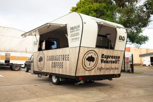 Side view of the Cabbage Tree Coffee van.