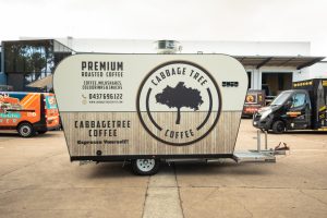 Side view of the Cabbage Tree Coffee van.